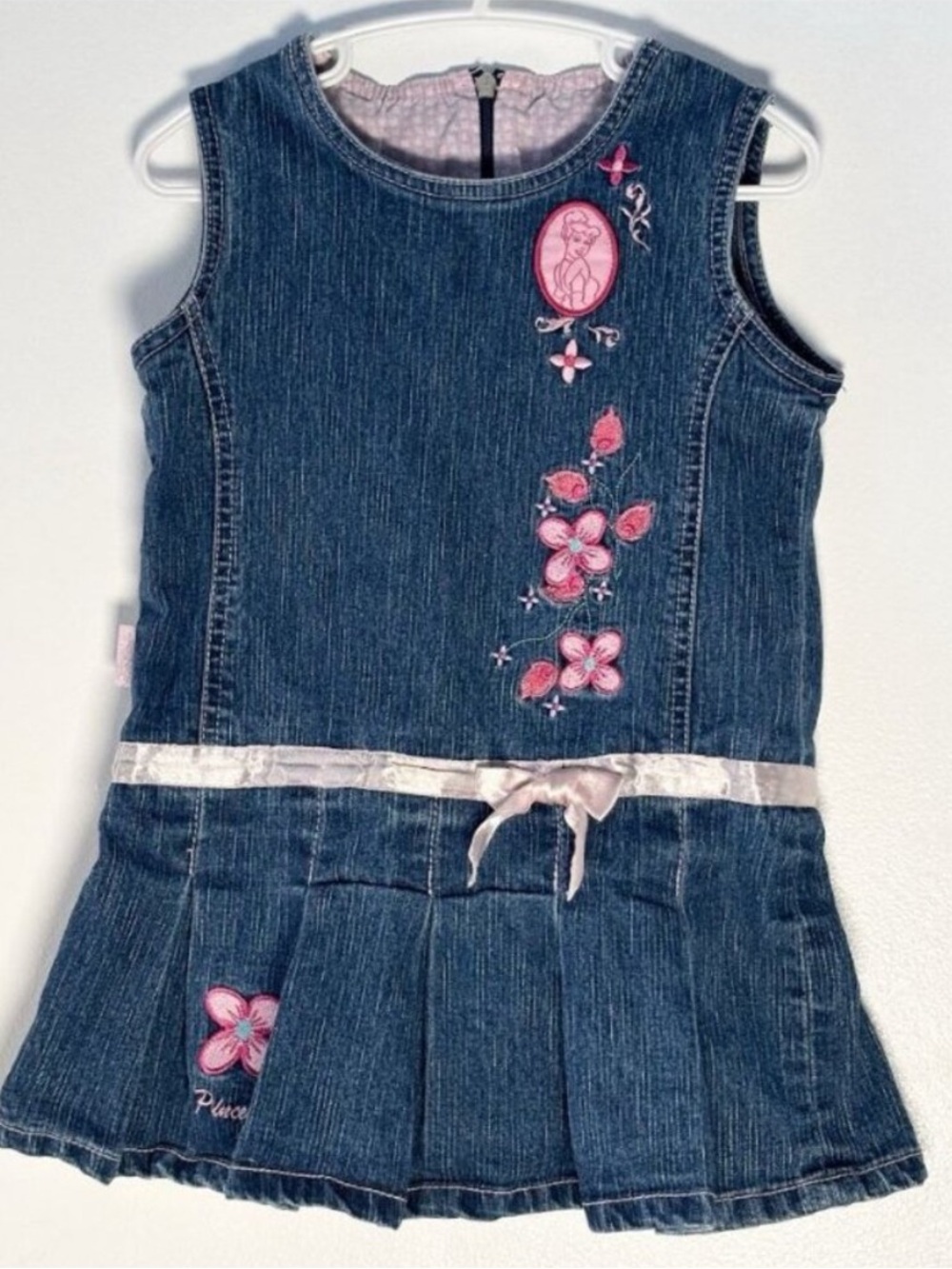 RARE Vintage Y2K Wonderful World of Disney Cinderella Pleated Denim Dress 2T